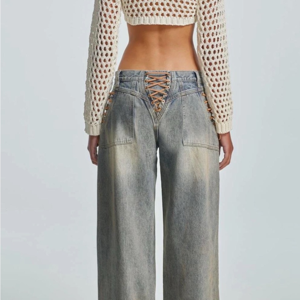 The Kript Regan Jeans with Lace-Up Detail
